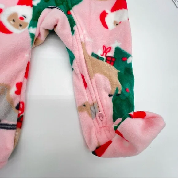 NWT 🥀 6 Month Baby Pink Christmas Onesie Sleeper - Picture 3 of 7